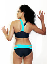 Split Micro Shorts - Navy / Turquoise